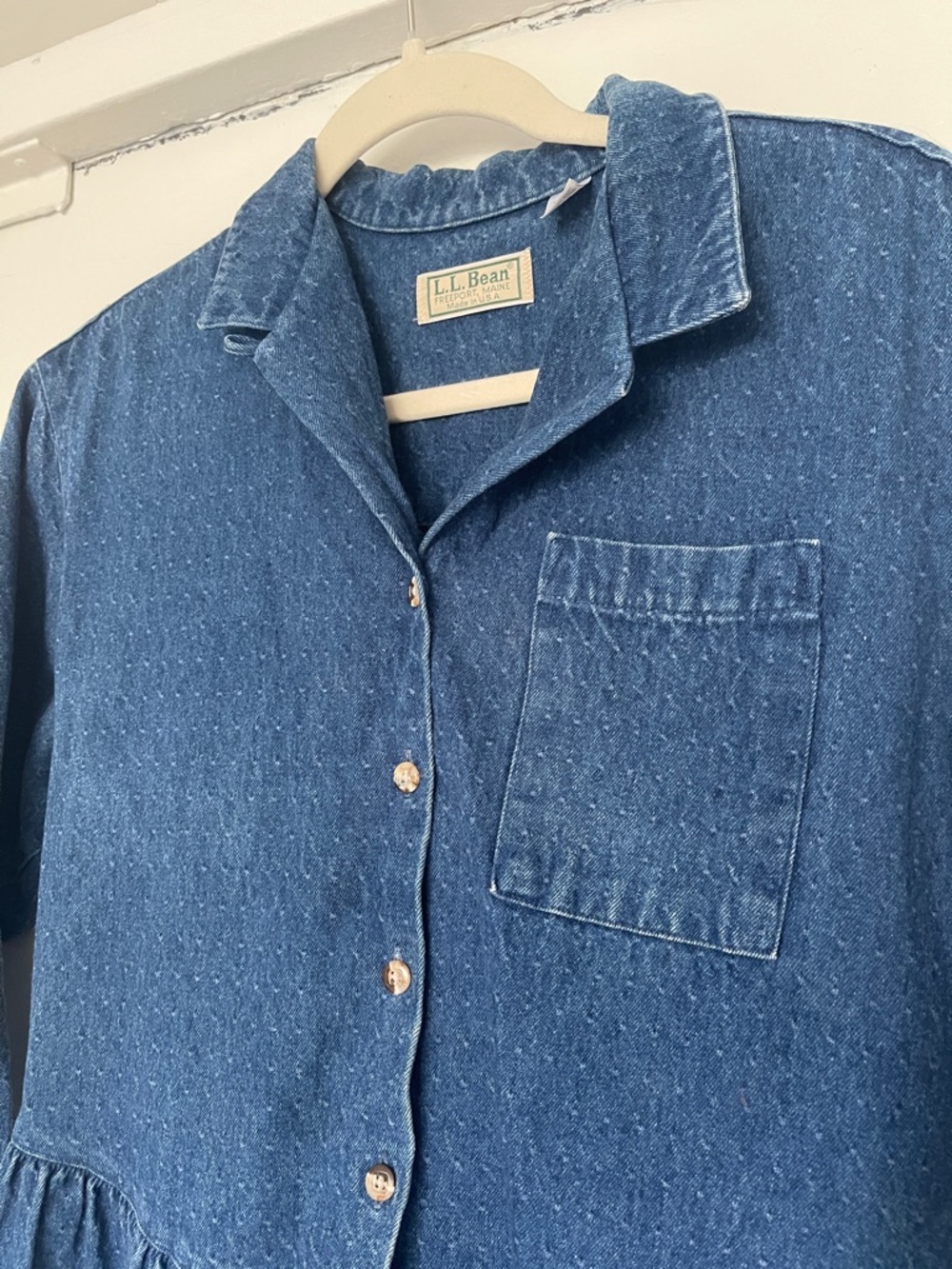 Vintage 90s L.L. Bean Dark Denim Button-Front Shirt Dress